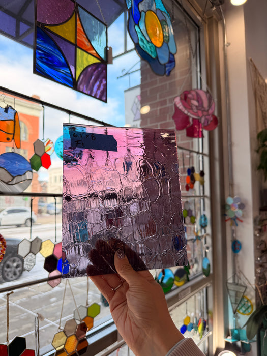 Mouth Blown Faded Crackle Sheet Glass Colorado Glass Works 8x6.5in (MA-70675501)