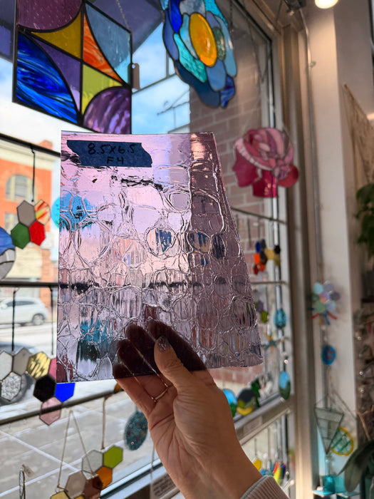 Mouth Blown Faded Crackle Sheet Glass Colorado Glass Works 8.5x6.5in (MA-72805421)