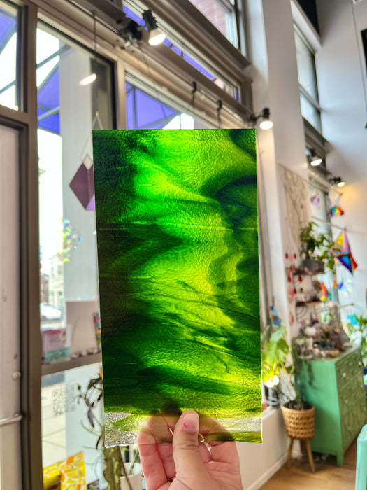 Green Clear Wispy Aventurine Bullseye (S) Sheet Glass Colorado Glass Works