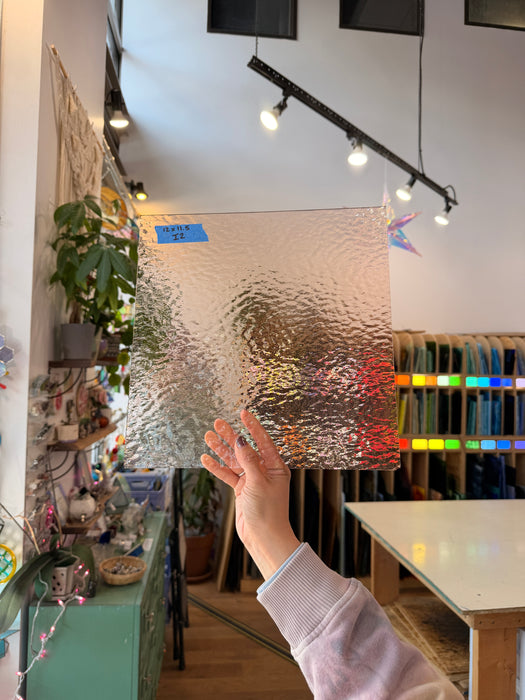 Light Pink Rough Rolled Fusible Sheet Glass Colorado Glassworks 12x11.5in (SP-08713517)