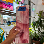 Pink and White Semi-Opaque Vintage Bullseye Sheet Glass Colorado Glassworks   