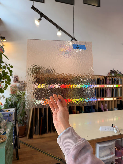 Light Pink Rough Rolled Fusible Sheet Glass Colorado Glassworks 12x12in (SP-08746285)