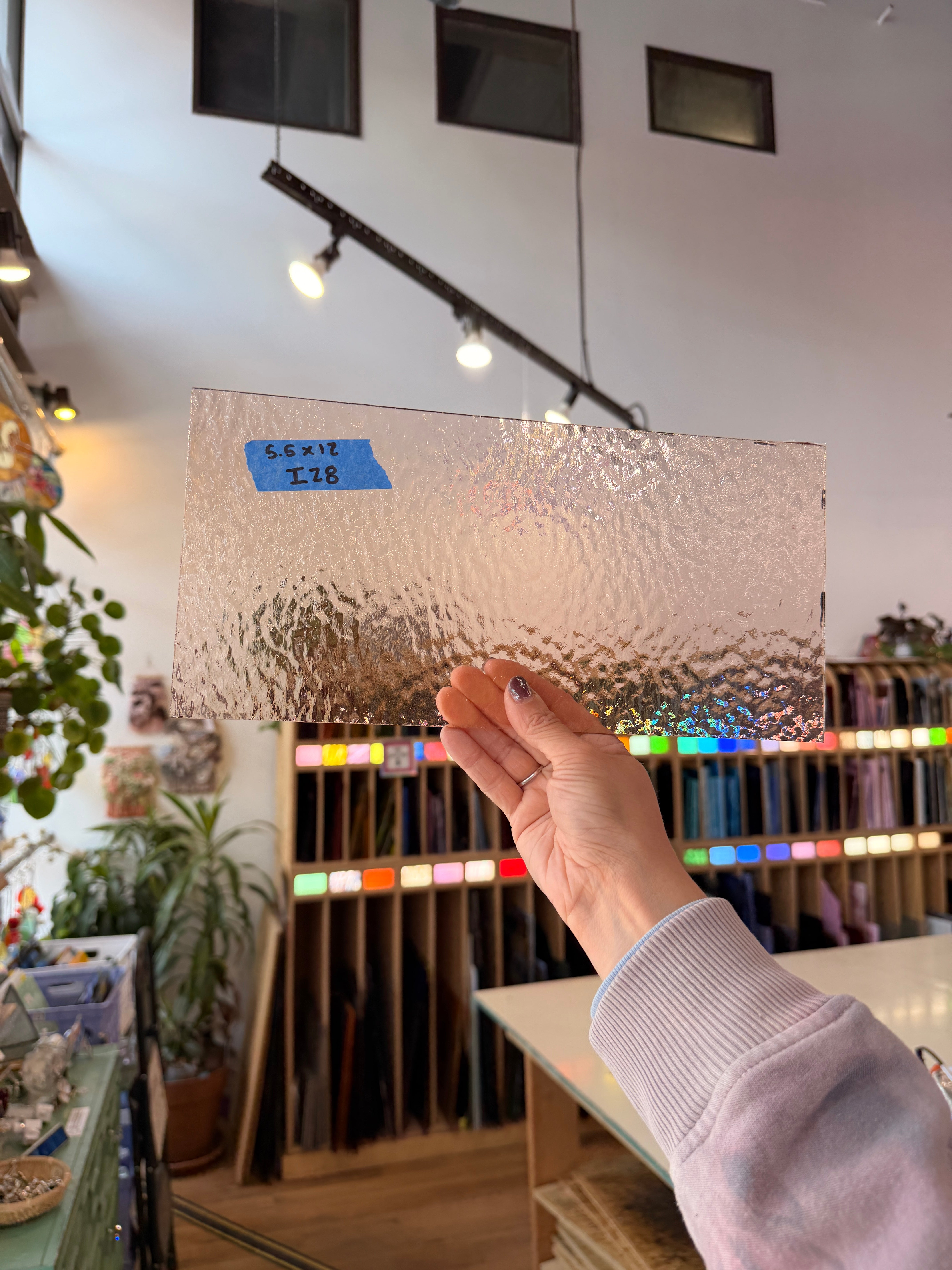 Light Pink Rough Rolled Fusible Sheet Glass Colorado Glassworks 12x5.5in (SP-08779053)