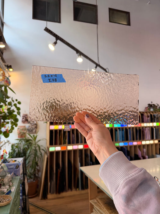 Light Pink Rough Rolled Fusible Sheet Glass Colorado Glassworks 12x5.5in (SP-08779053)