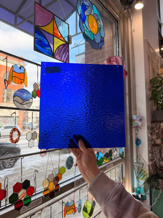 Cobalt Blue Transparent Textured Sheet Glass Colorado Glass Works