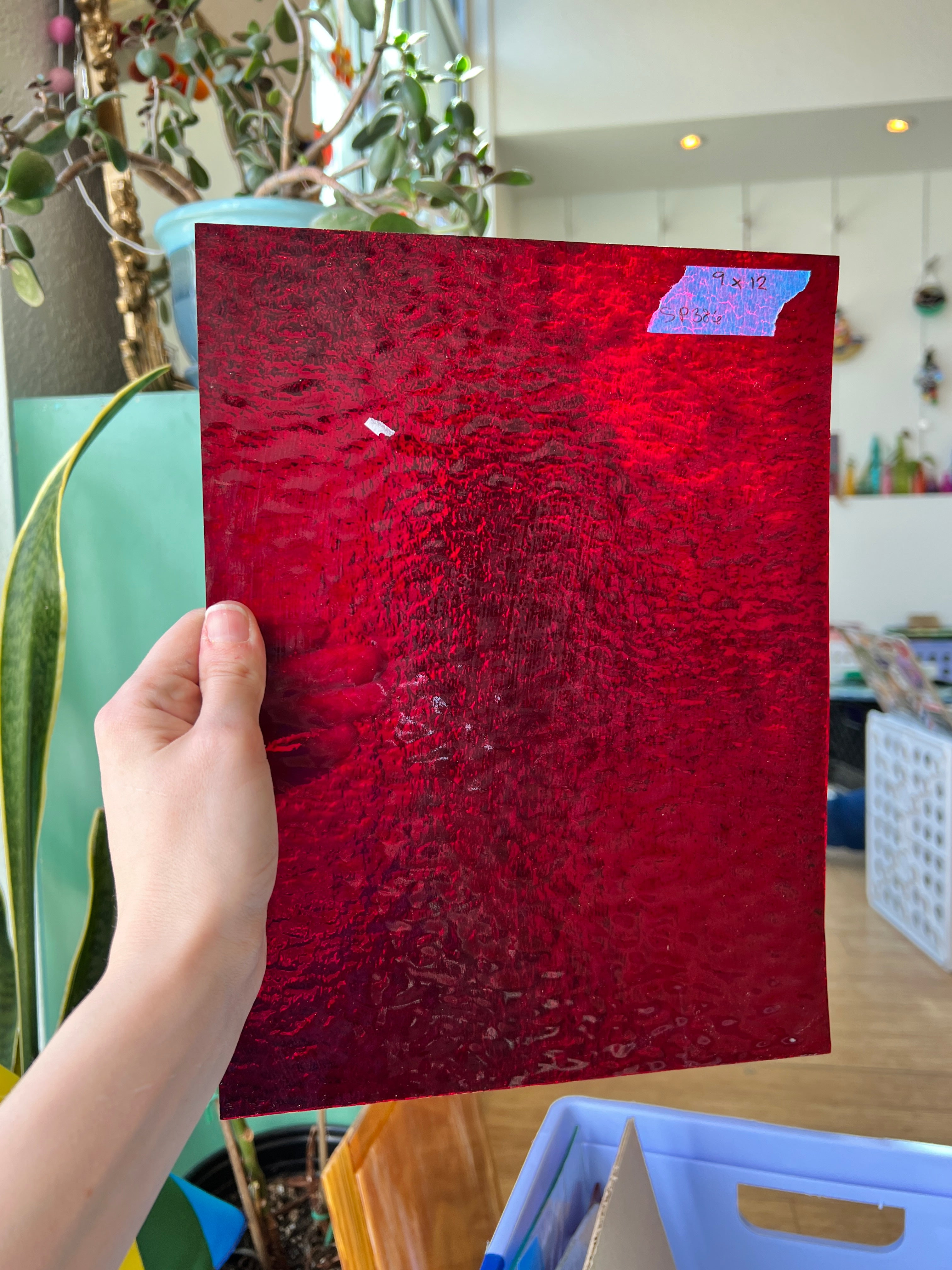 Spectrum Red Granite Sheet Glass Colorado Glassworks SP386 (9X12in)  