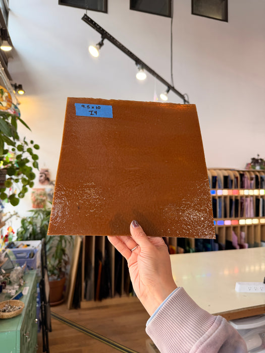 Brown Vintage Striker Bullseye Fusible 90 COE Sheet Glass Colorado Glassworks 9.5x10in (BE-98747181)