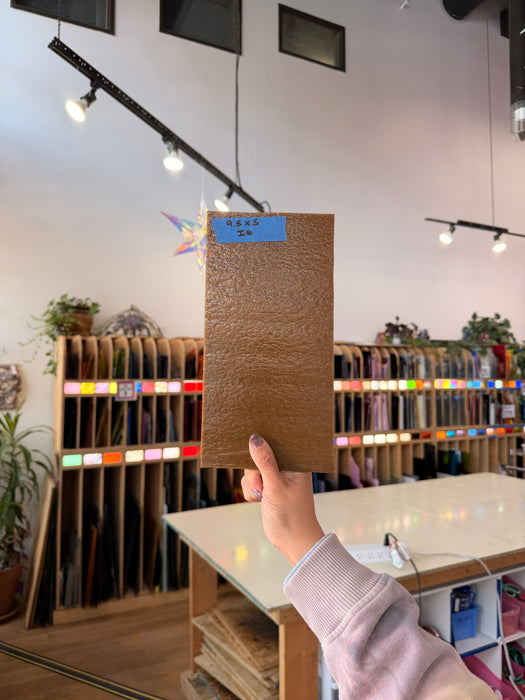 Brown Vintage Striker Bullseye Fusible 90 COE Sheet Glass Colorado Glassworks 9.5x5in (BE-01008173)