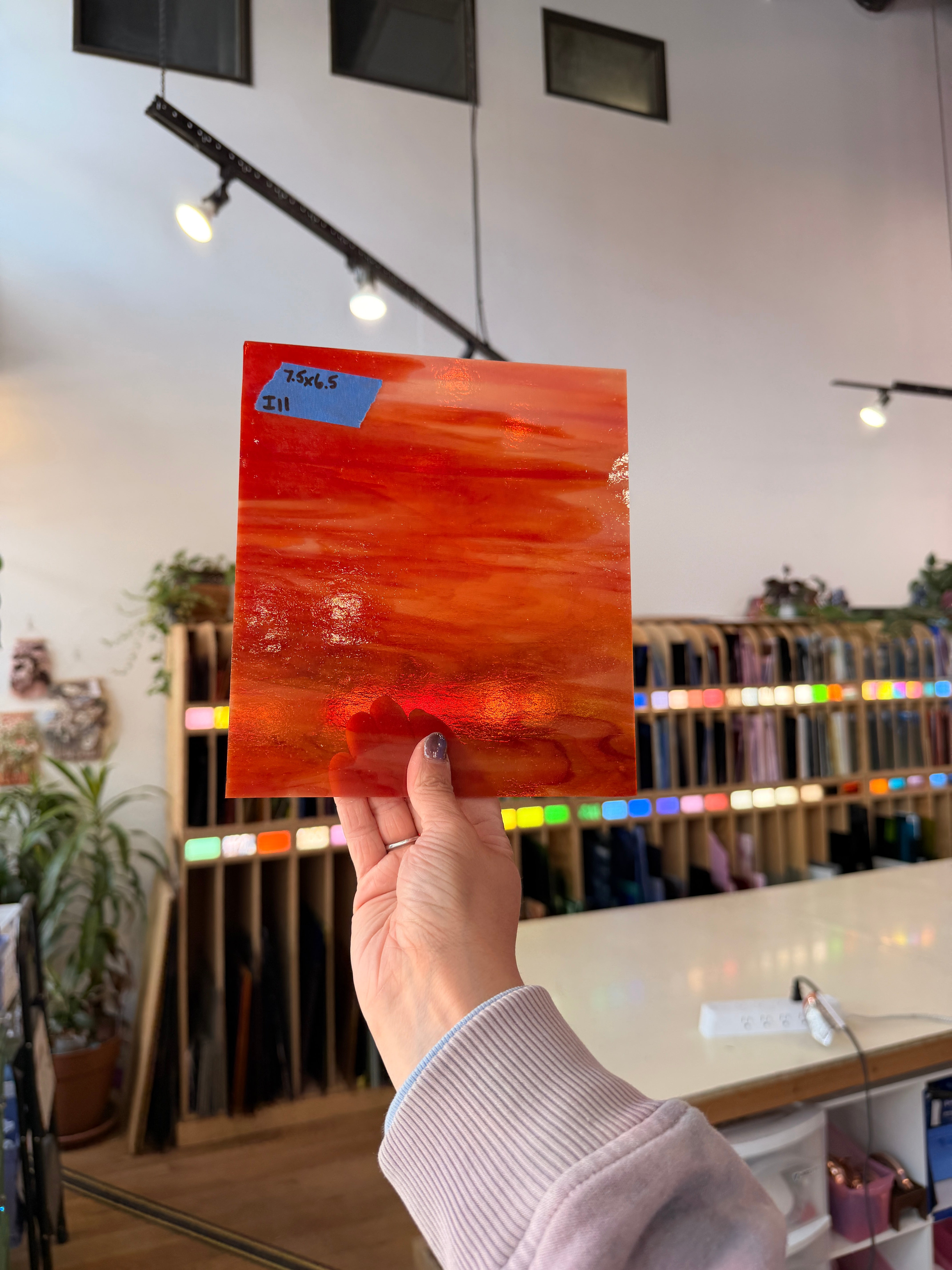 Red Wispy Kokomo Sheet Glass Colorado Glassworks