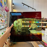 Lamberts Mouth Blown Red on Green Variegated SV158 Sheet Glass Colorado Glassworks LA480 (12x13in)