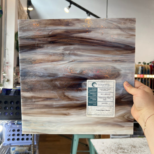 Hawkwings Pearl Opal Oceanside Fusible 96 COE (OGT 6011.85CCF) Sheet Glass Colorado Glassworks