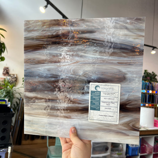 Hawkwings Pearl Opal Oceanside Fusible 96 COE (OGT 6011.85CCF) Sheet Glass Colorado Glassworks