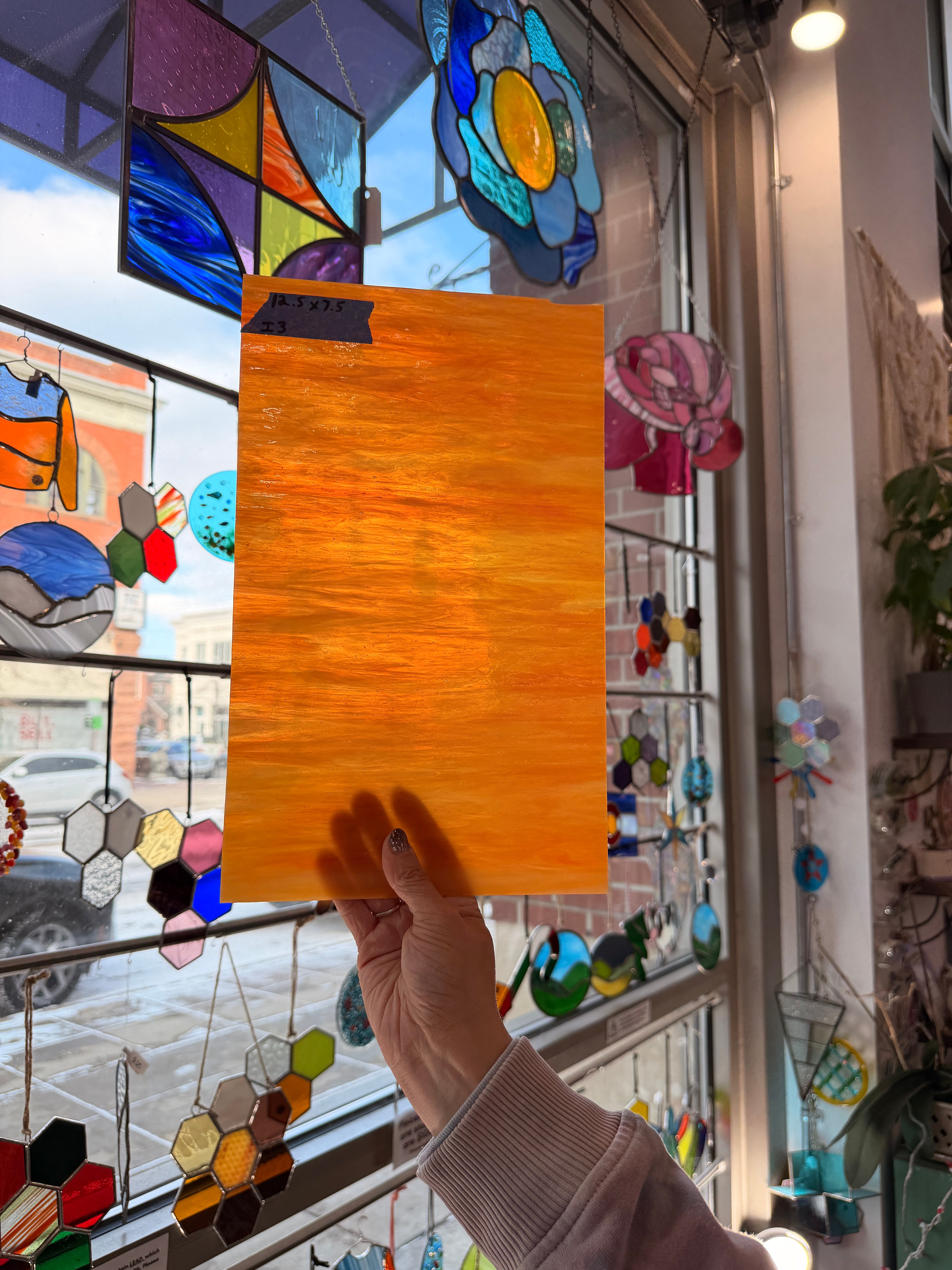 Vintage Mixed Orange Armstrong Sheet Glass Colorado Glassworks