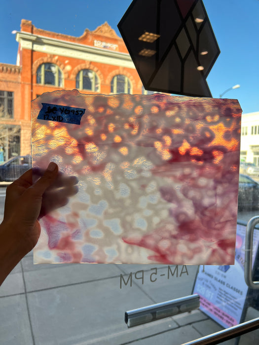 Pink and White Wispy Mottled Youghiogheny Colorado Glassworks