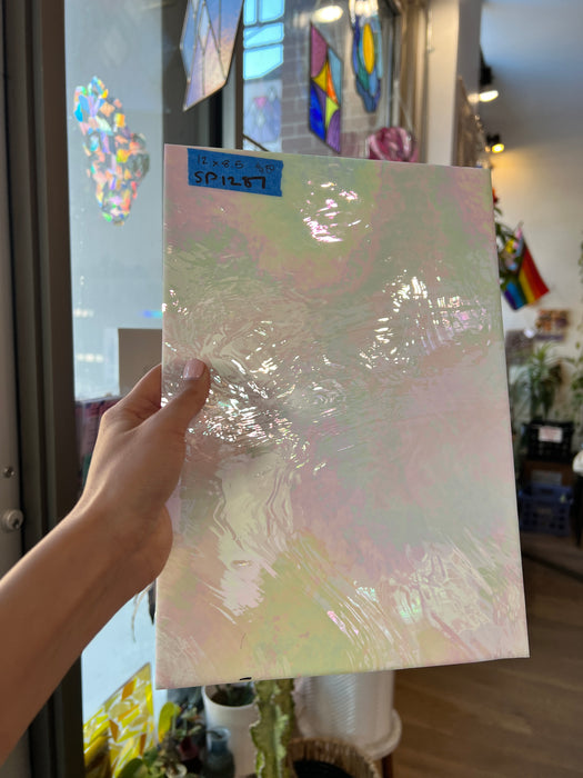 White Opaque Iridescent Spectrum Sheet Glass Colorado Glass Works SP1287 (12x8.5in)