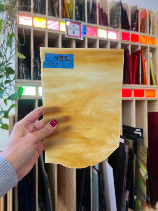 White and Brown Wispy Opaque Kokomo Sheet Glass Colorado Glassworks   