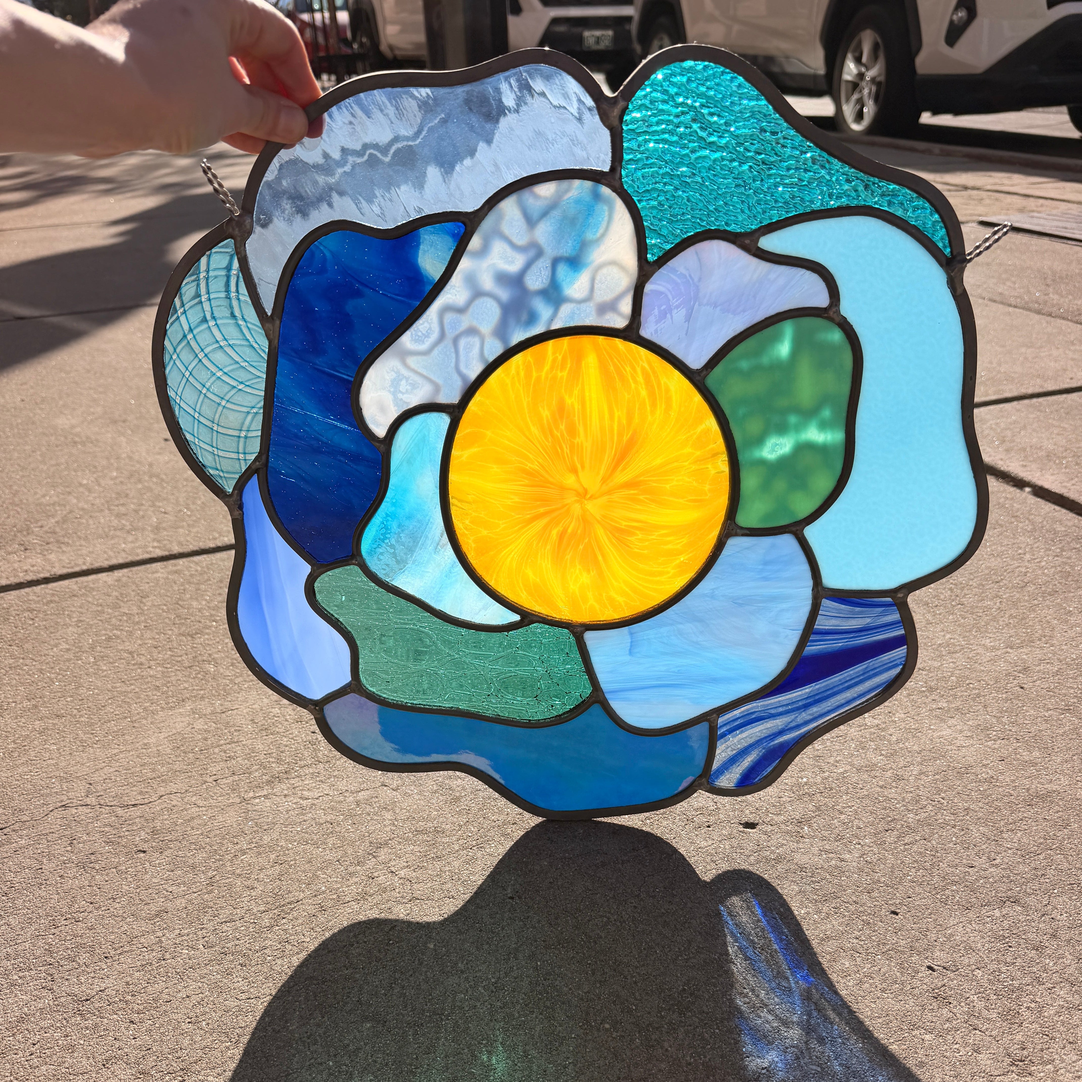Large Leaded Stained Glass Poppy Suncatcher Finished Pieces Colorado Glassworks