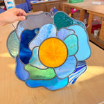 Large Leaded Stained Glass Poppy Suncatcher Finished Pieces Colorado Glassworks