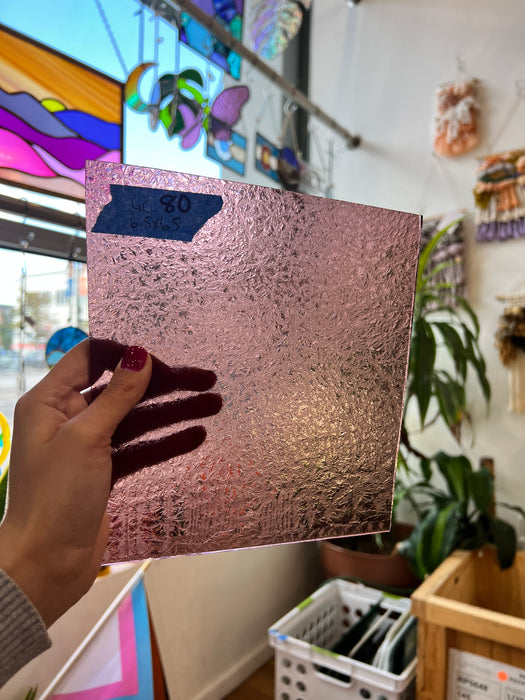 Mauve Pink Glue Chip Sheet Glass Colorado Glassworks   