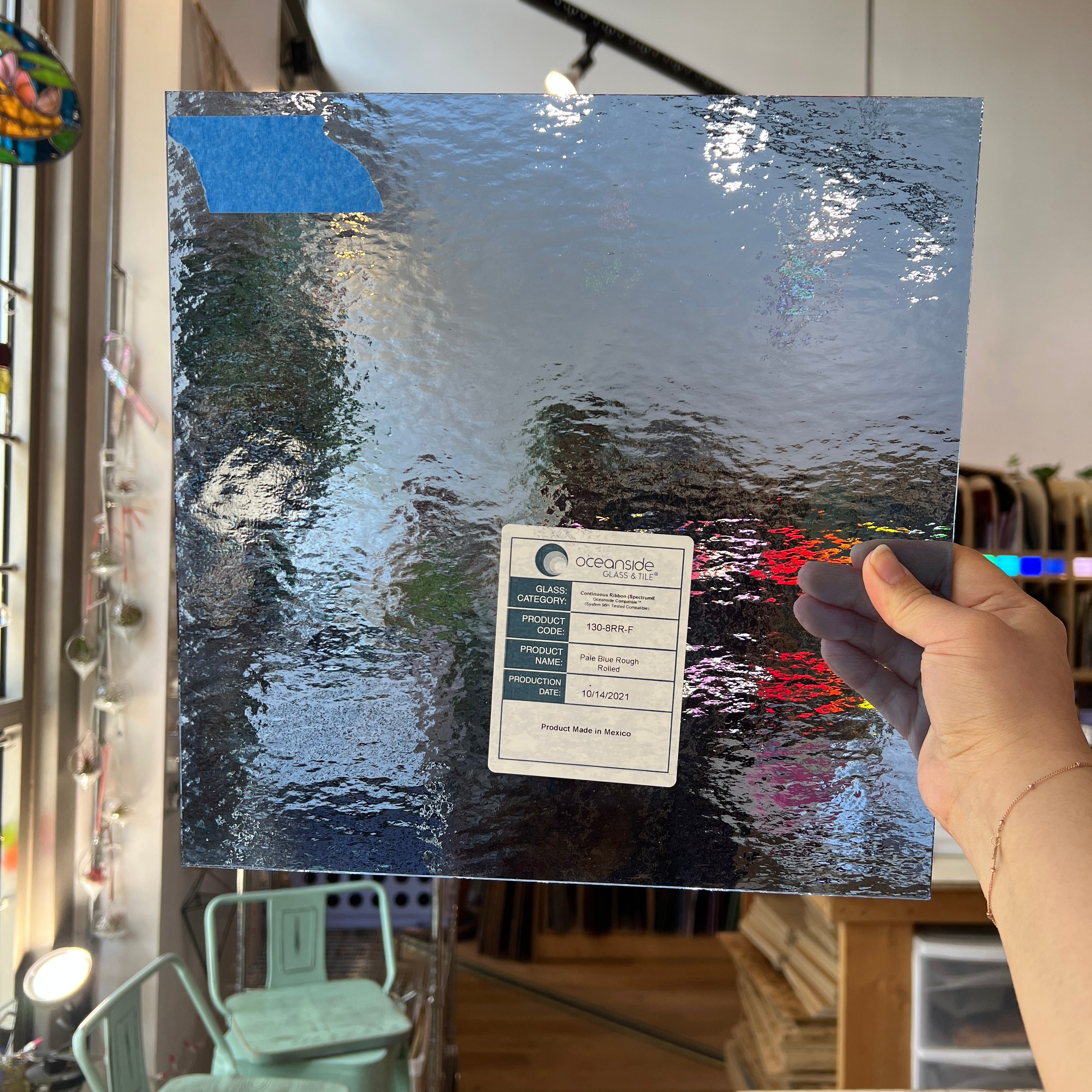 Pale Blue Rough Rolled Oceanside Fusible 96 COE (130.8RRF) Sheet Glass Colorado Glass Works
