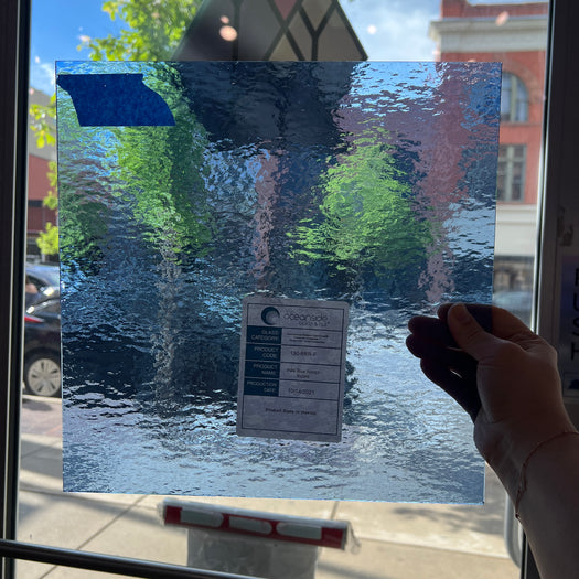 Pale Blue Rough Rolled Oceanside Fusible 96 COE (130.8RRF) Sheet Glass Colorado Glass Works