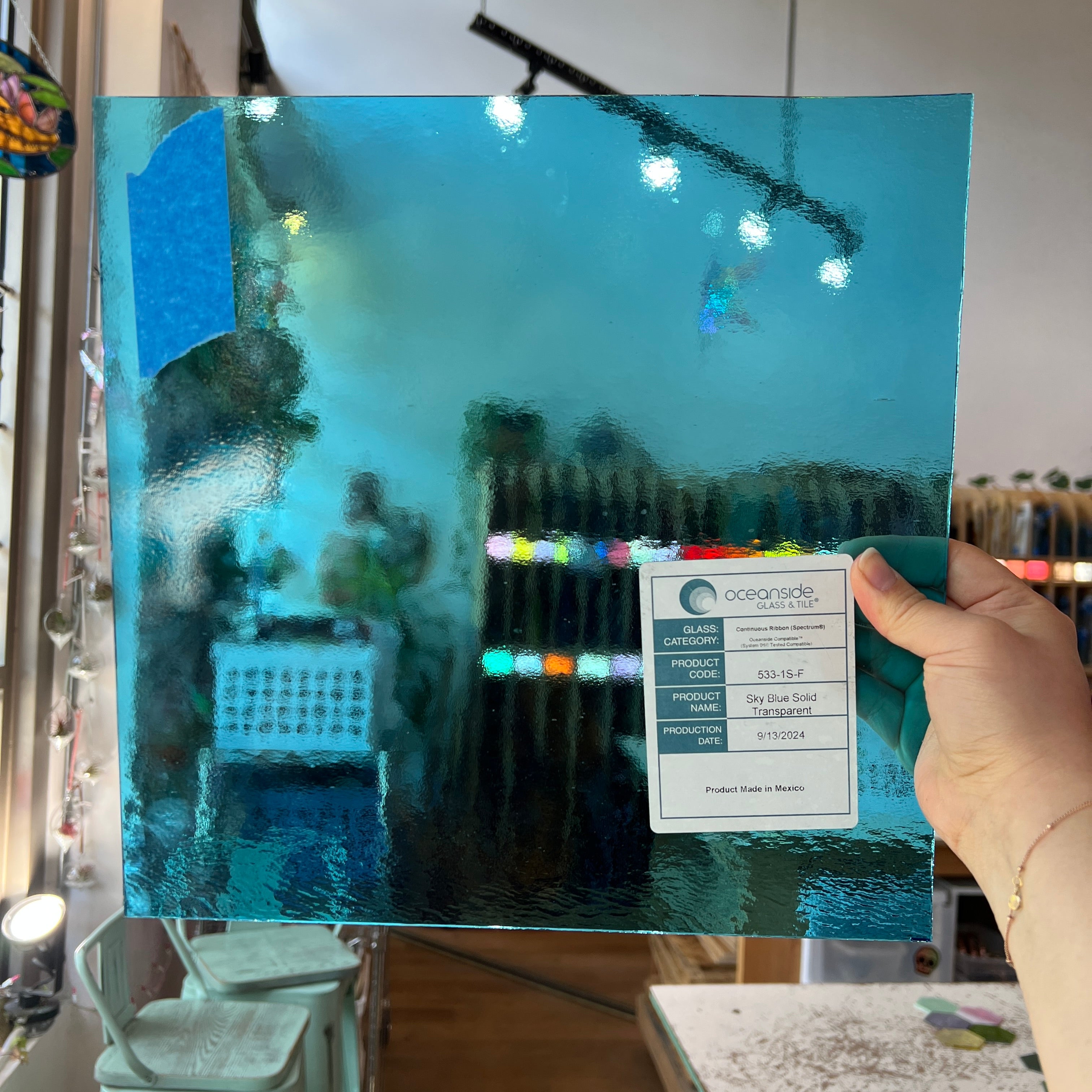 Sky Blue Transparent Oceanside Fusible 96 COE (OGT 533.1F) Sheet Glass Colorado Glassworks