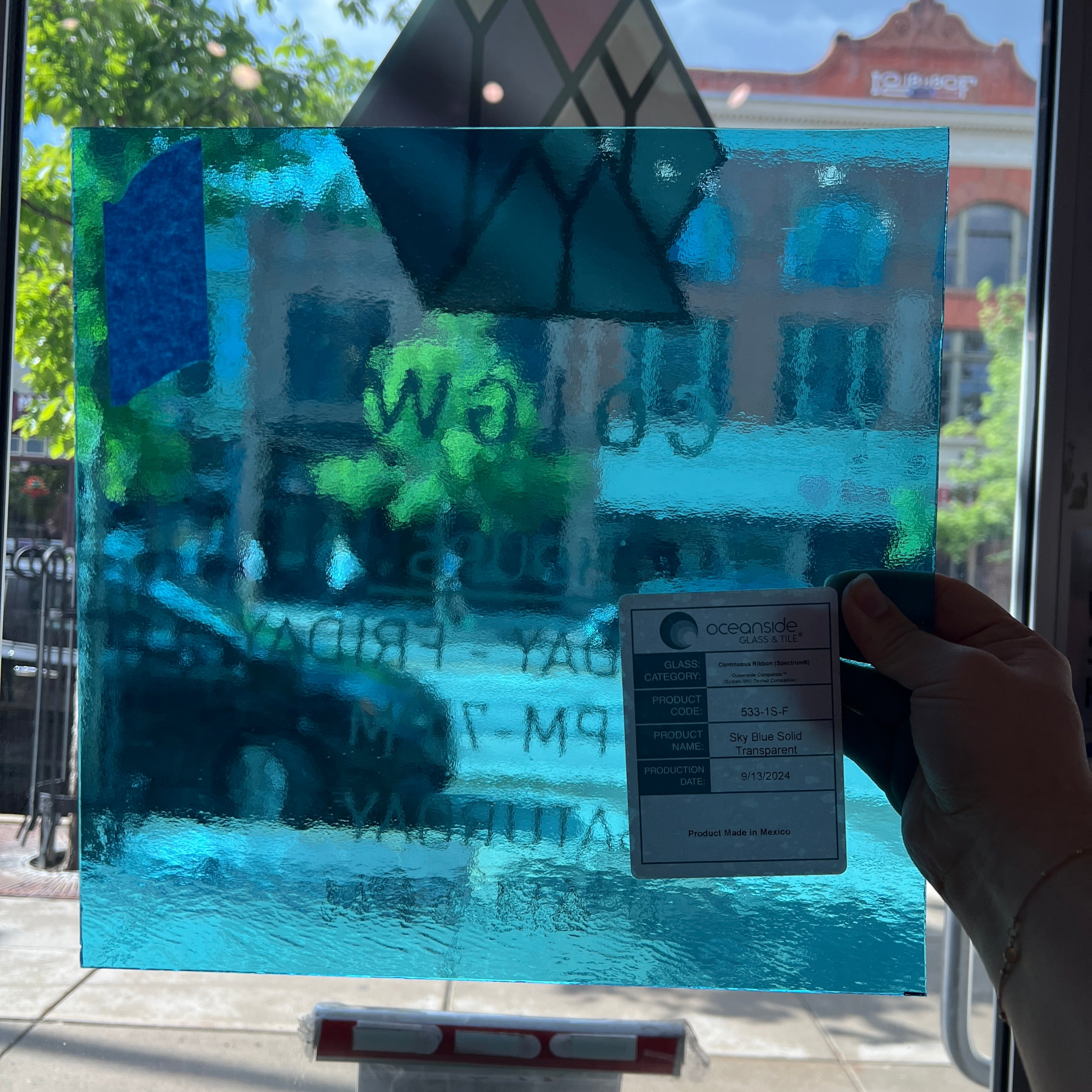Sky Blue Transparent Oceanside Fusible 96 COE (OGT 533.1F) Sheet Glass Colorado Glassworks