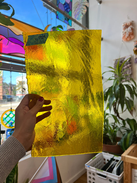 Yellow Cathedral Youghiogheny Fusible 96 COE Sheet Glass Colorado Glassworks YG724 (12.5x7.5in)  