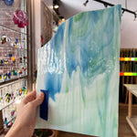 Green White Blue Wispy AC Fischer Sheet Glass Colorado Glassworks ACF21 (8x8in)