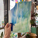 Green White Blue Wispy AC Fischer Sheet Glass Colorado Glassworks