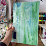 Green White Blue Wispy AC Fischer Sheet Glass Colorado Glassworks ACF22 (12x8in)