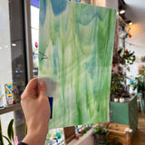 Green White Blue Wispy AC Fischer Sheet Glass Colorado Glassworks
