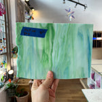 Green White Blue Wispy AC Fischer Sheet Glass Colorado Glassworks ACF20 (6x8in)