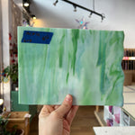 Green White Blue Wispy AC Fischer Sheet Glass Colorado Glassworks ACF19 (6x8in)