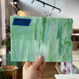Green White Blue Wispy AC Fischer Sheet Glass Colorado Glassworks ACF19 (6x8in)