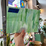 Green White Blue Wispy AC Fischer Sheet Glass Colorado Glassworks