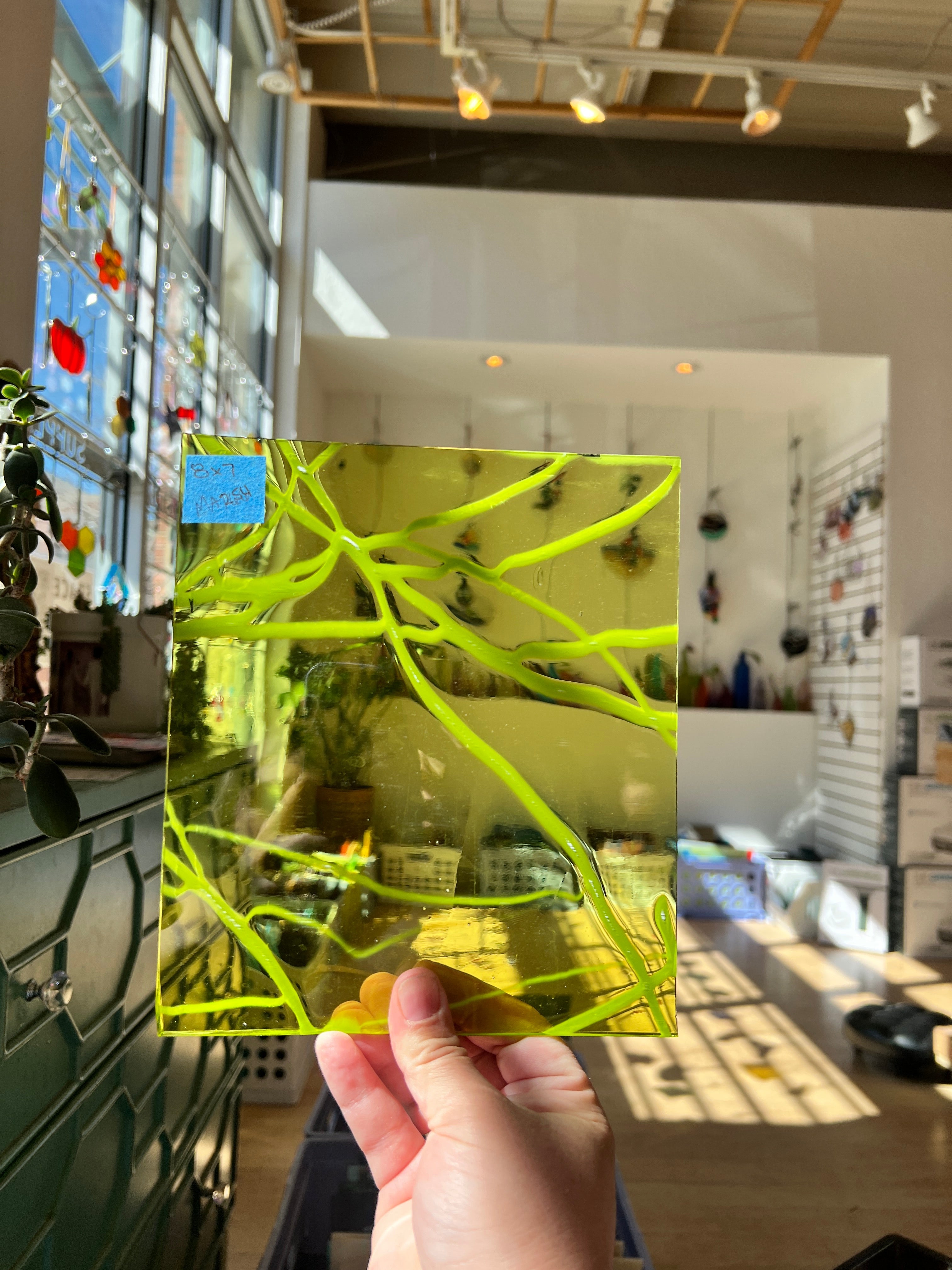 Electric Lime COGW by Monarch Glass Sheet Glass Colorado Glass Works 8x7in (MA254)  
