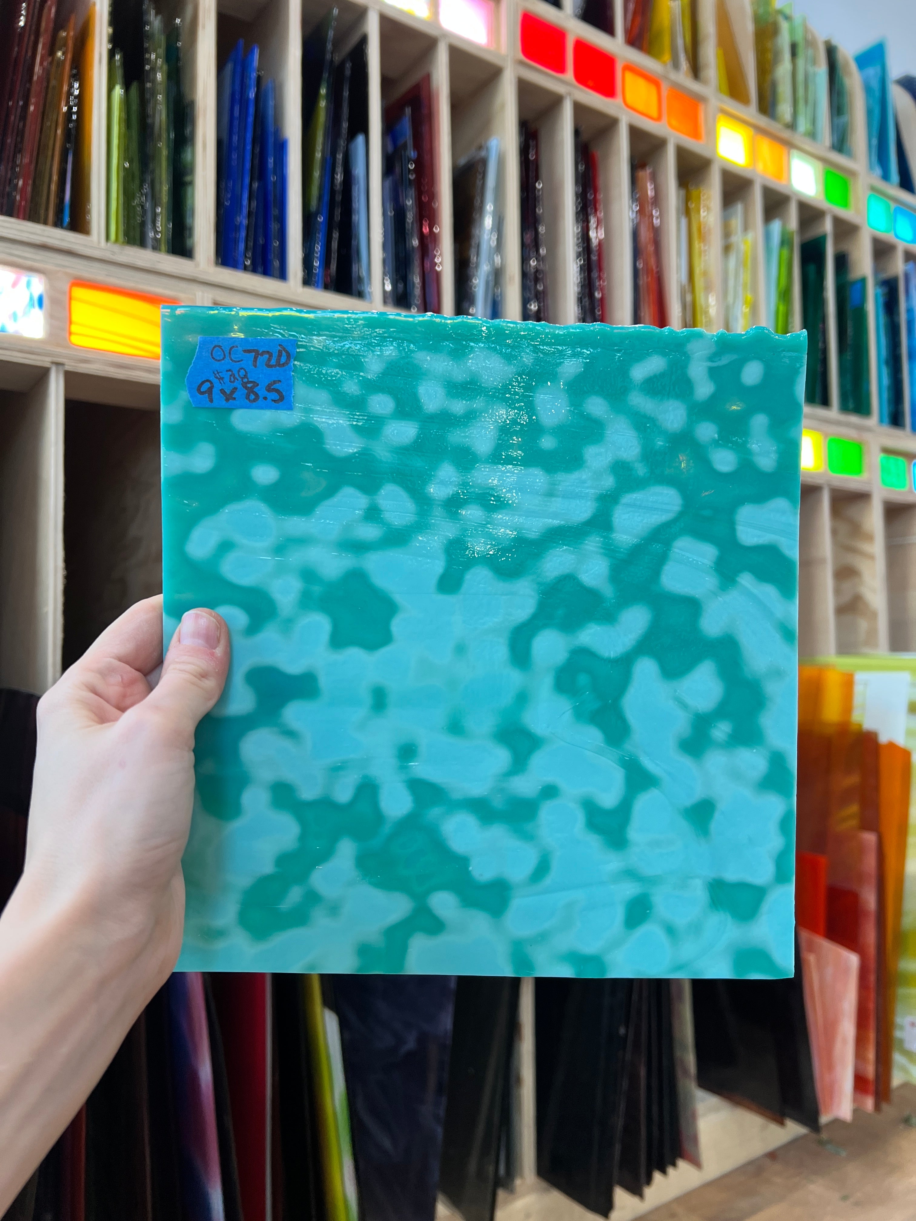 Teal Copper Green 324 Mottled Oceana Sheet Glass Colorado Glassworks