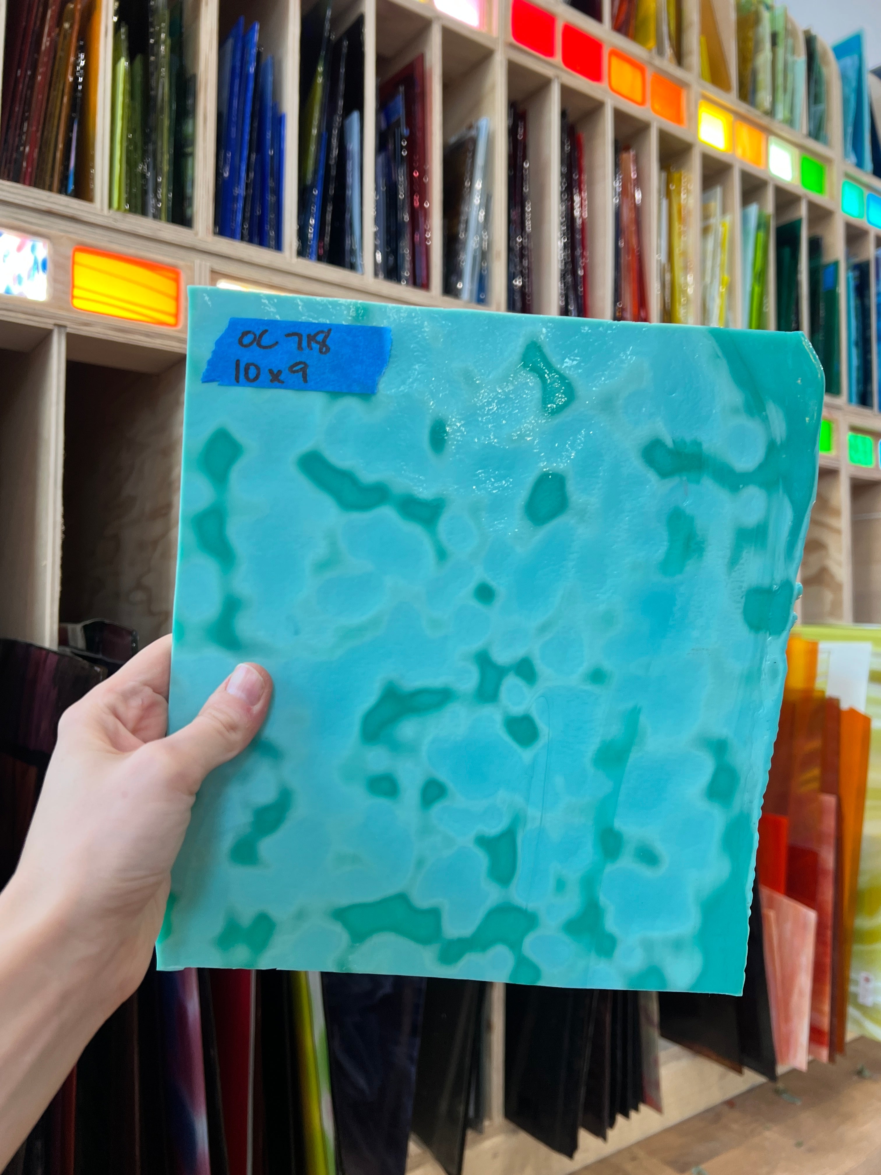 Teal Copper Green 324 Mottled Oceana Sheet Glass Colorado Glassworks