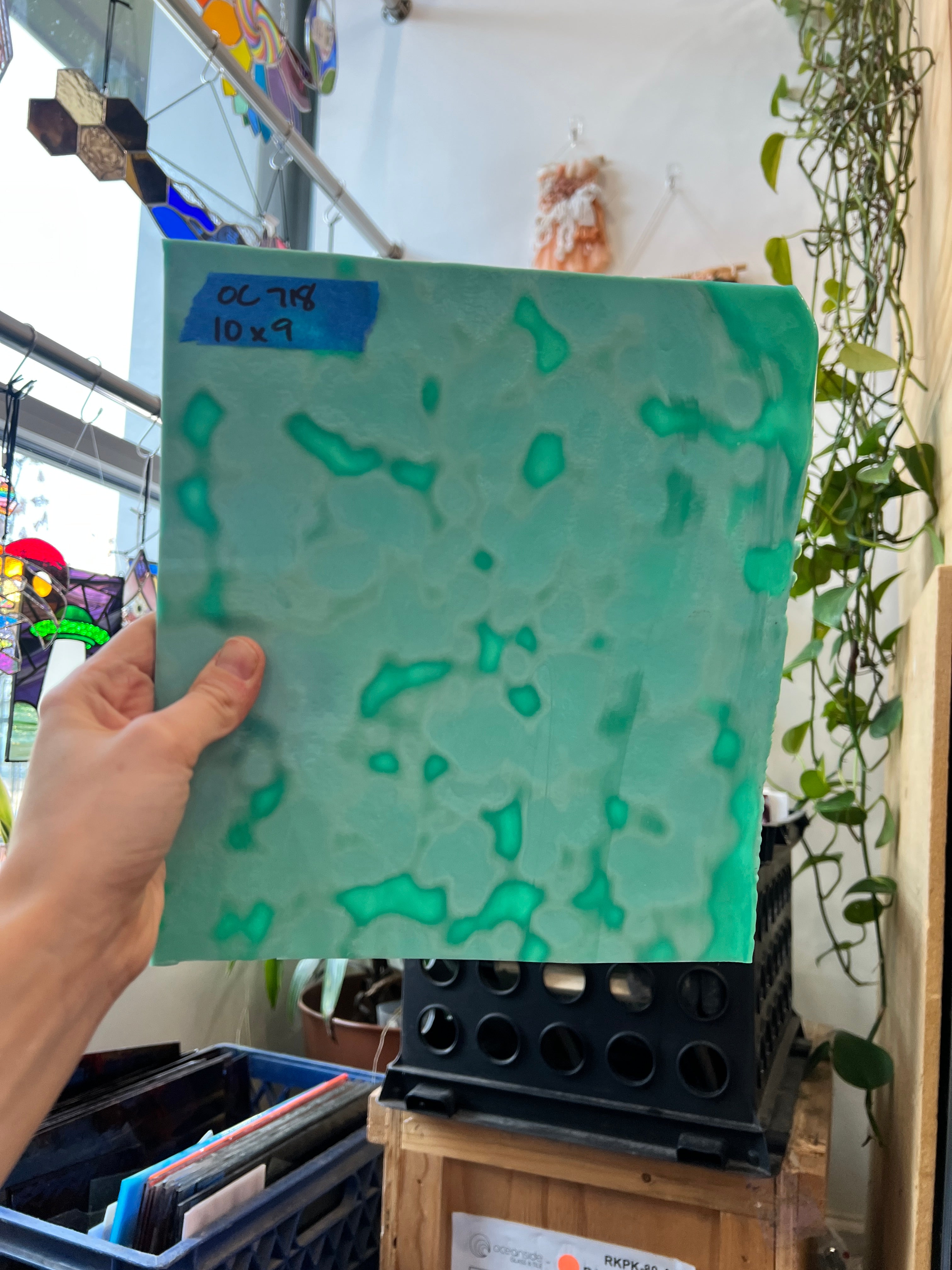 Teal Copper Green 324 Mottled Oceana Sheet Glass Colorado Glassworks