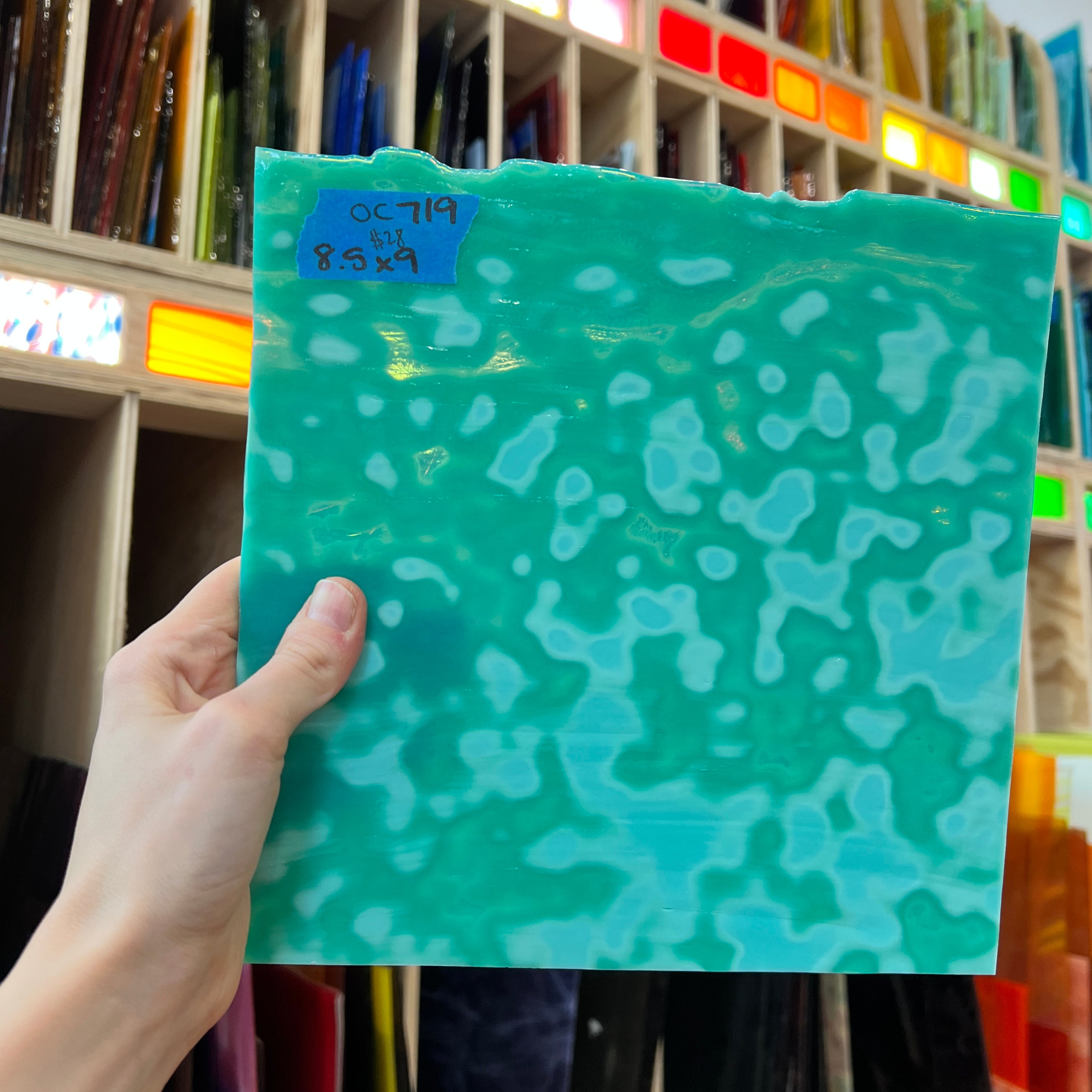 Teal Copper Green 324 Mottled Oceana Sheet Glass Colorado Glassworks