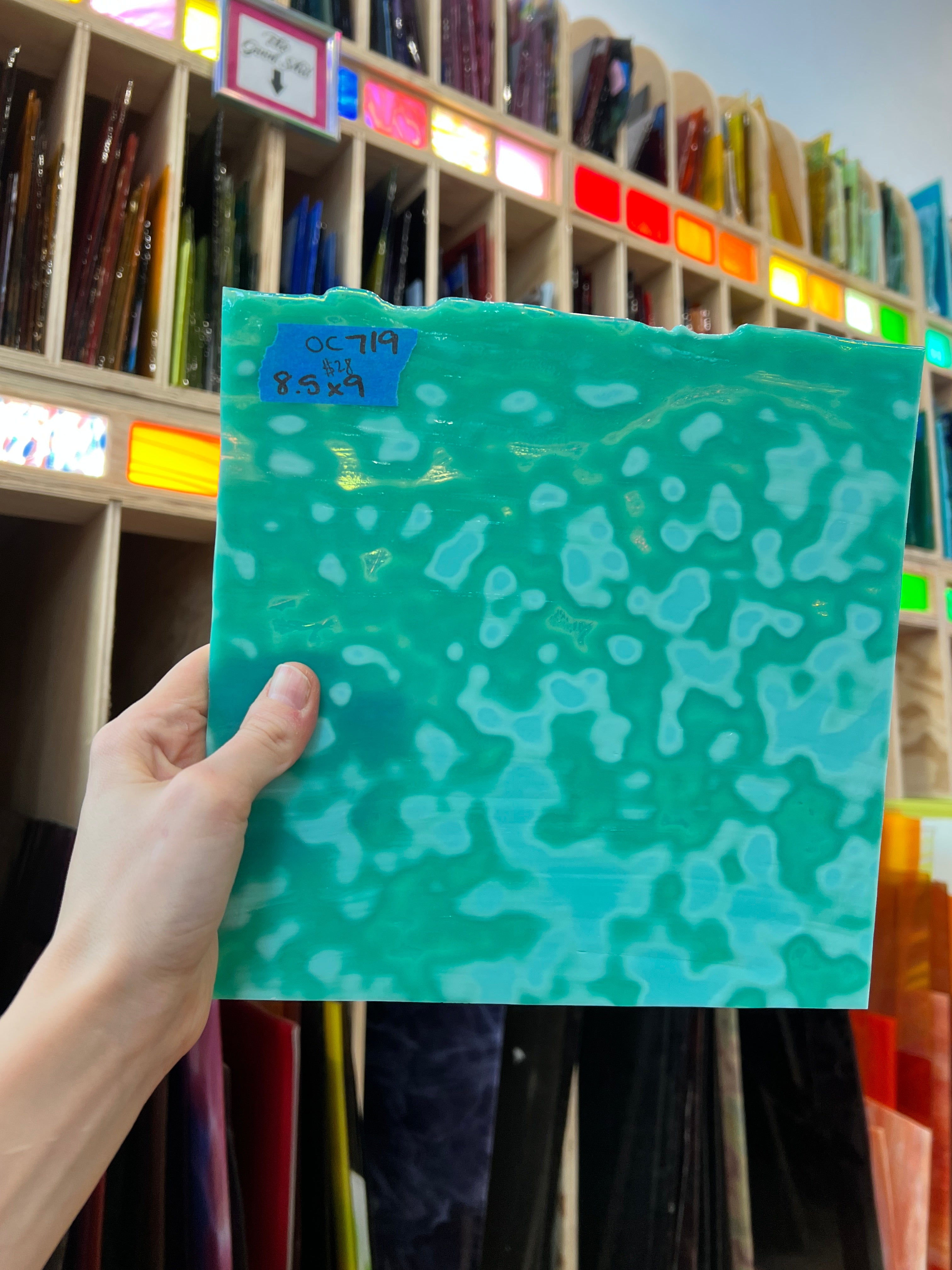 Teal Copper Green 324 Mottled Oceana Sheet Glass Colorado Glassworks