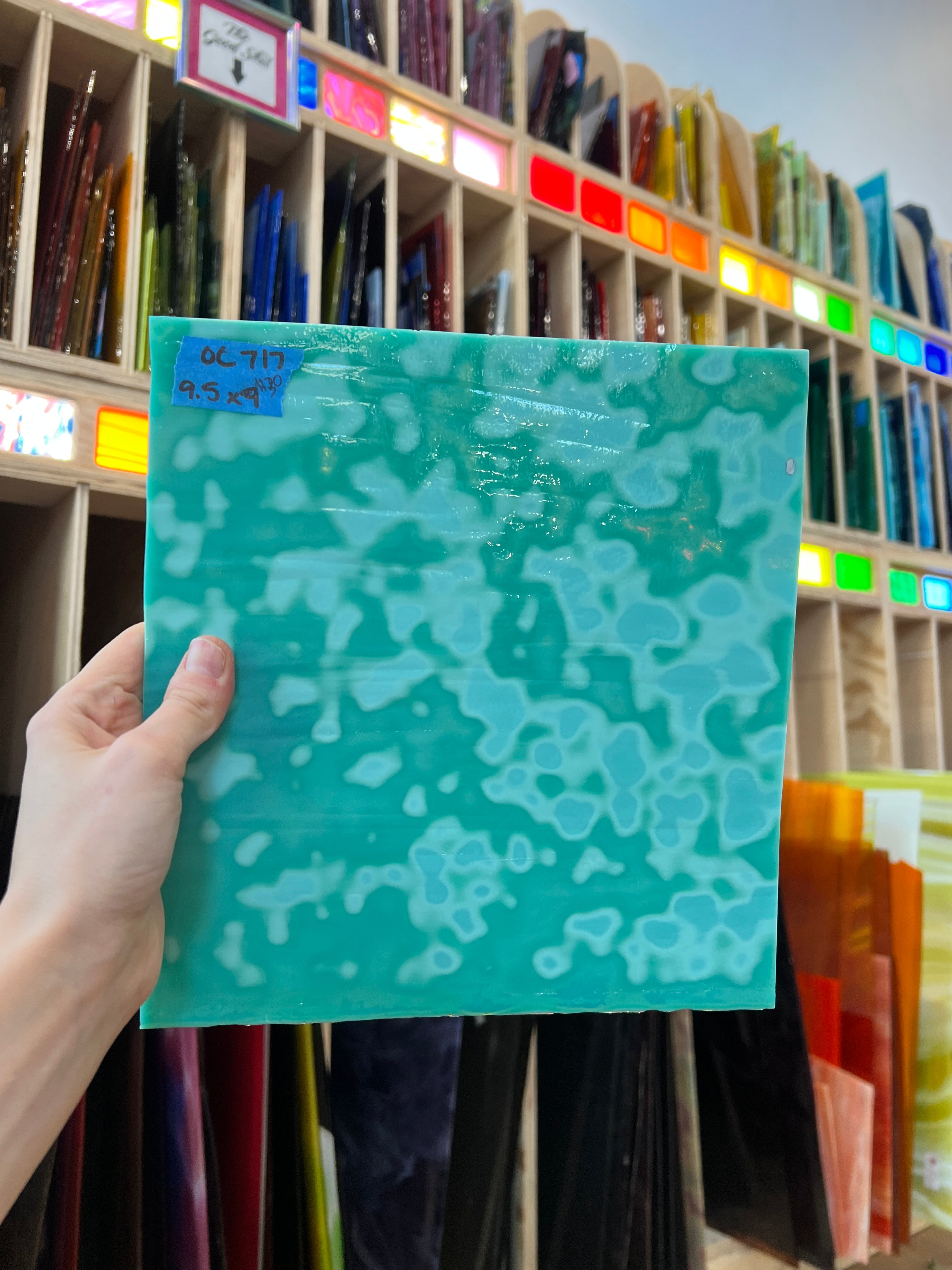 Teal Copper Green 324 Mottled Oceana Sheet Glass Colorado Glassworks