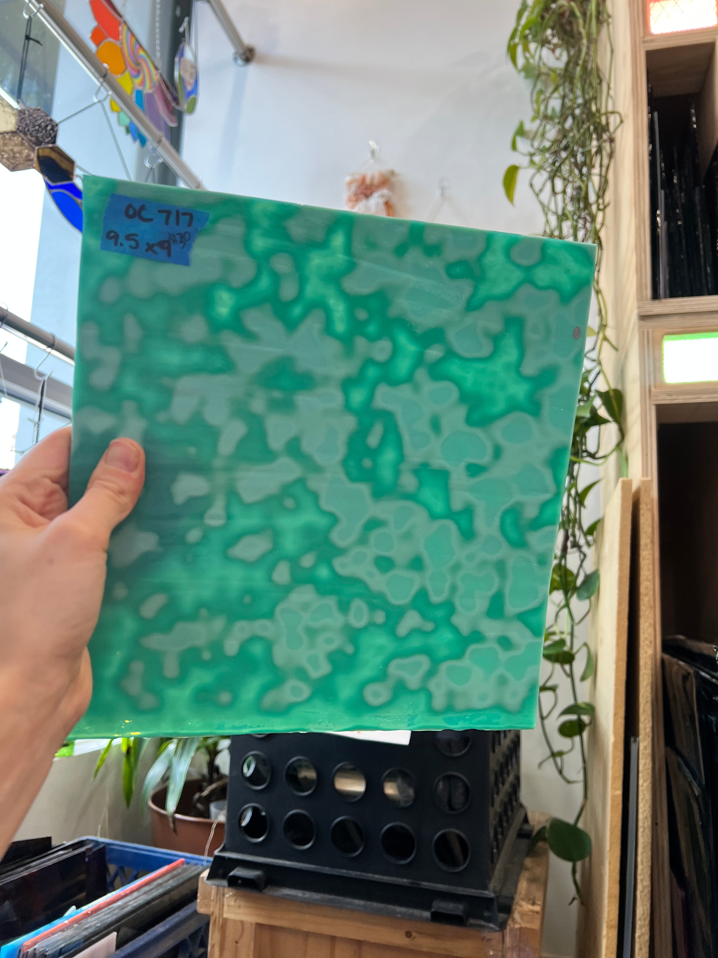 Teal Copper Green 324 Mottled Oceana Sheet Glass Colorado Glassworks