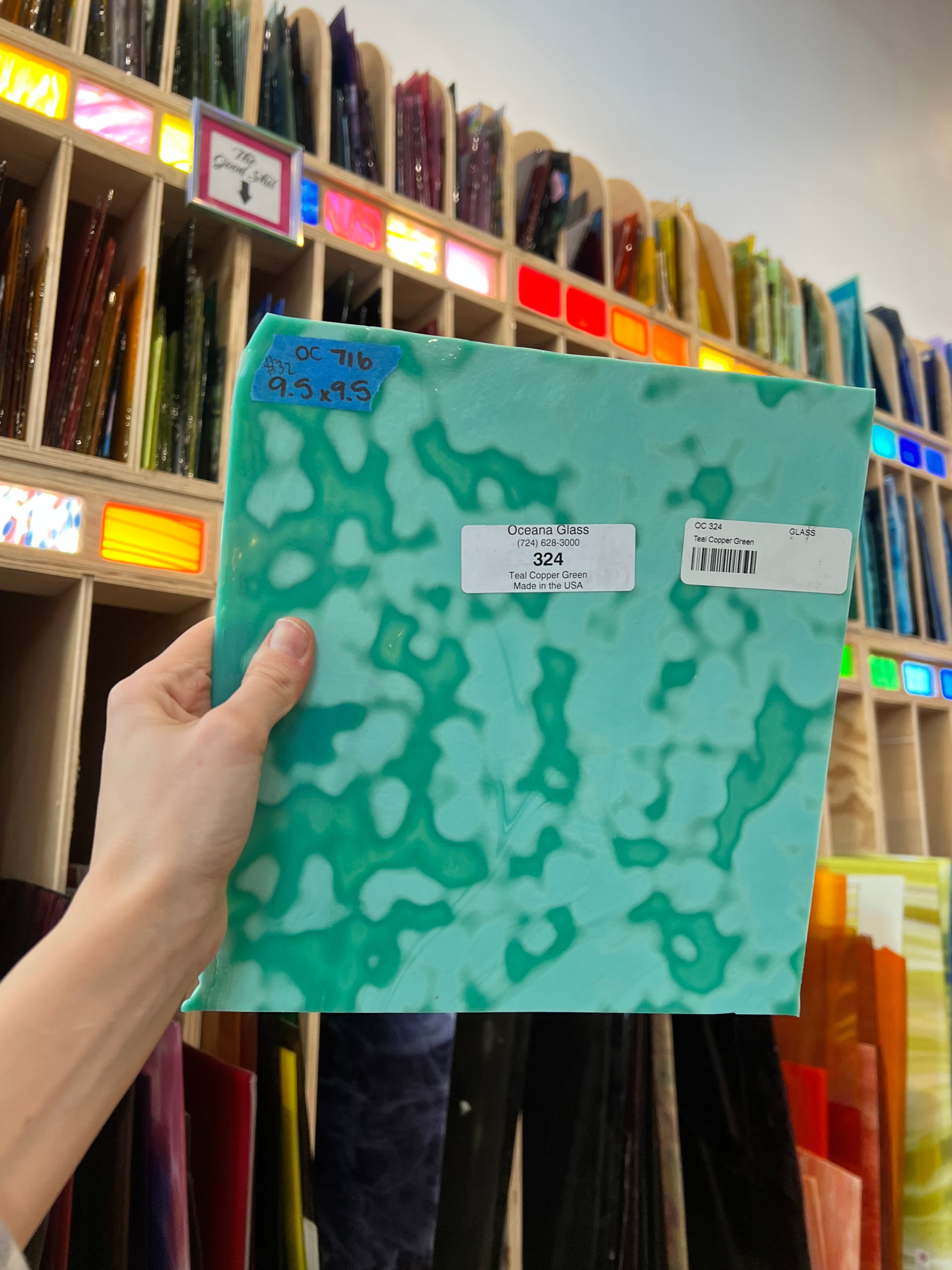 Teal Copper Green 324 Mottled Oceana Sheet Glass Colorado Glassworks