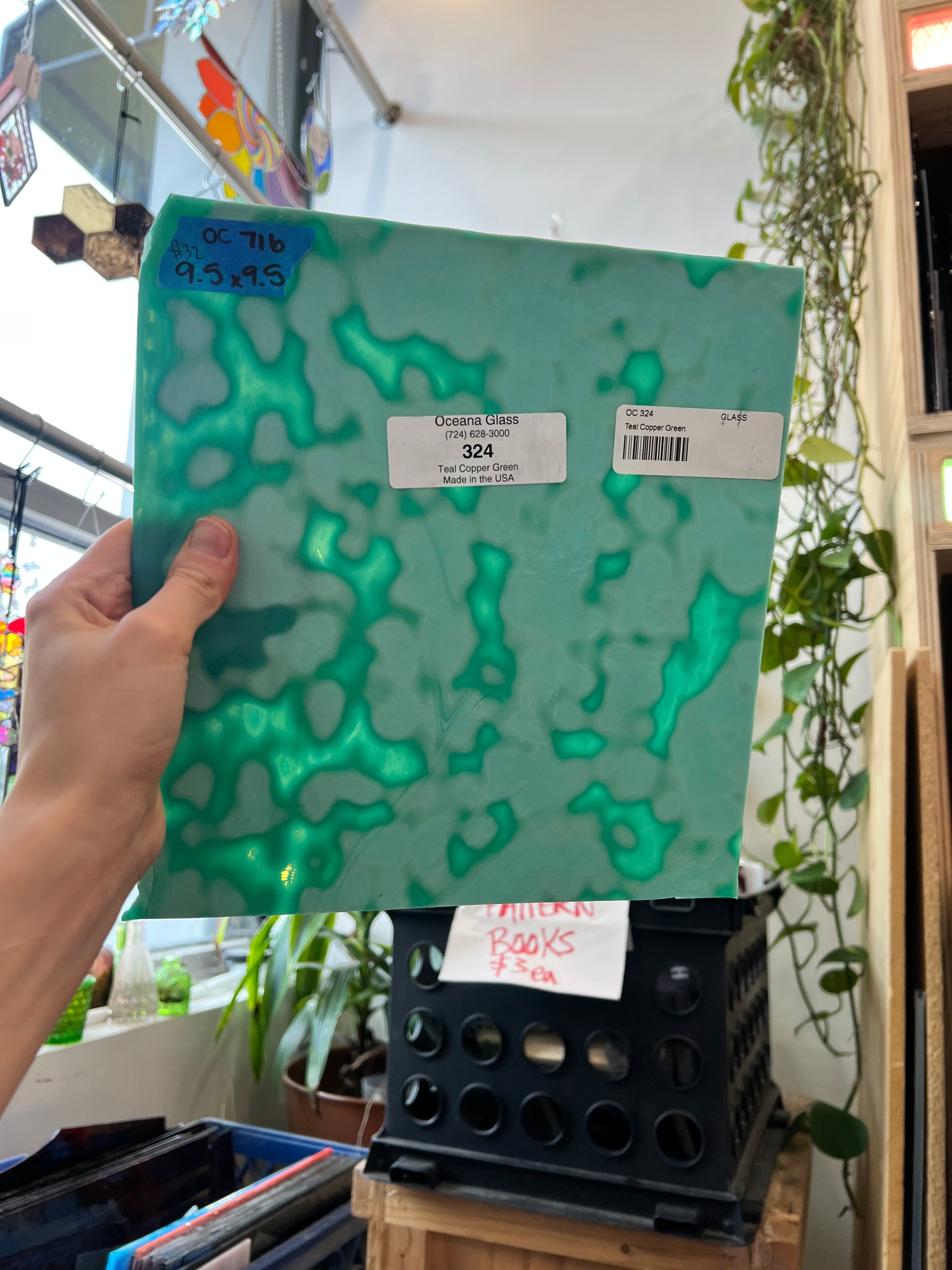 Teal Copper Green 324 Mottled Oceana Sheet Glass Colorado Glassworks