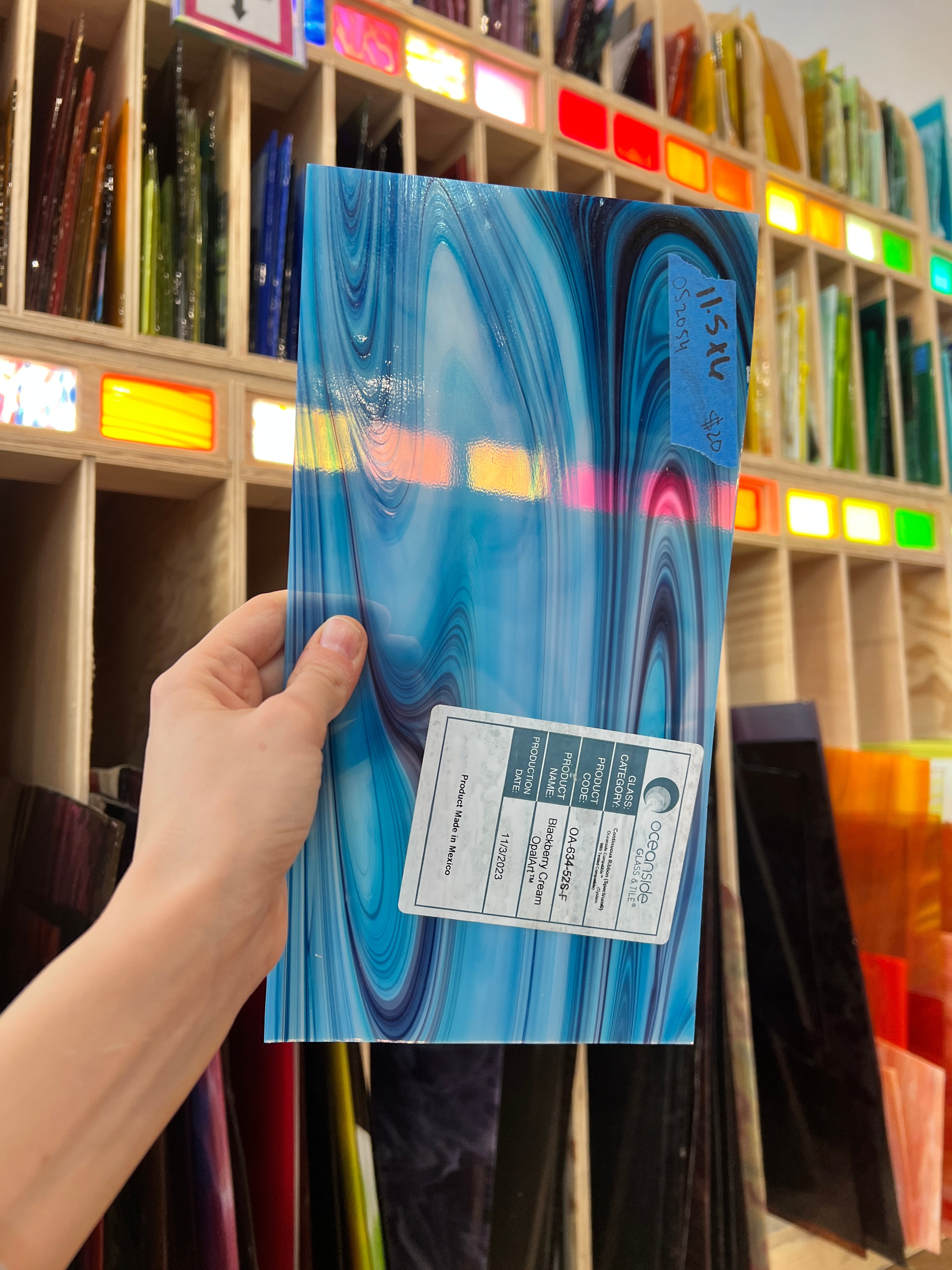 Blackberry Cream Opal Fusers Reserve Oceanside Fusible 96 COE Sheet Glass Colorado Glassworks