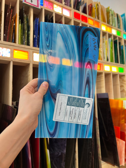 Blackberry Cream Opal Fusers Reserve Oceanside Fusible 96 COE Sheet Glass Colorado Glassworks