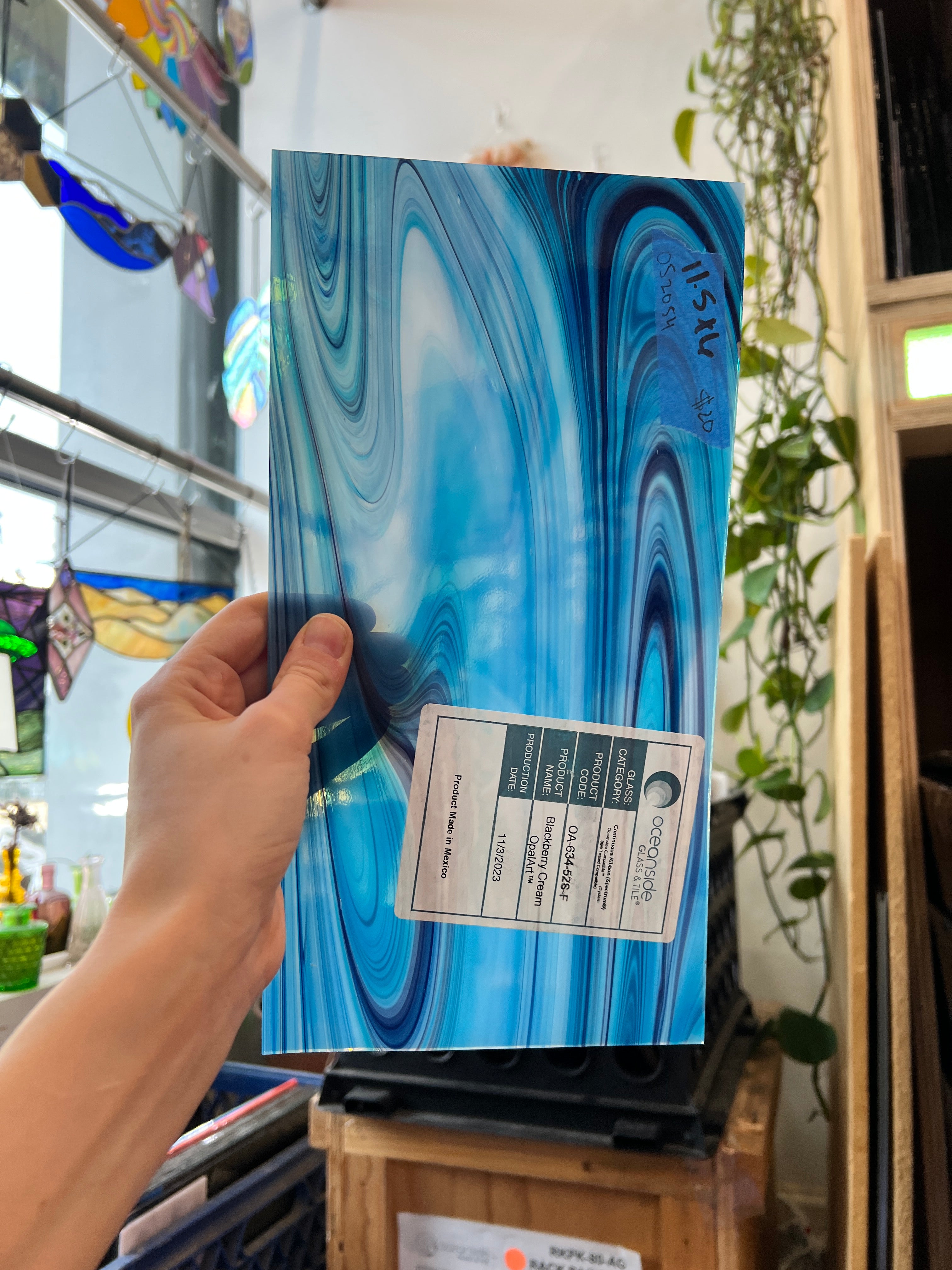 Blackberry Cream Opal Fusers Reserve Oceanside Fusible 96 COE Sheet Glass Colorado Glassworks