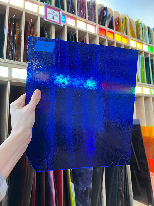 Cobalt Blue Transparent Youghiogheny Fusible 96 COE Sheet Glass Colorado Glass Works YG972 (12x13in)